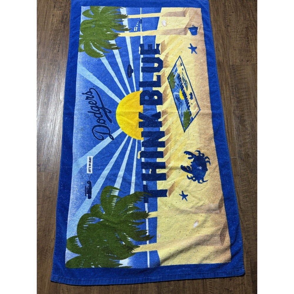 Los Angeles Dodgers Think Blue Beach Towel MLB Baseball Soft Cotton Vintage